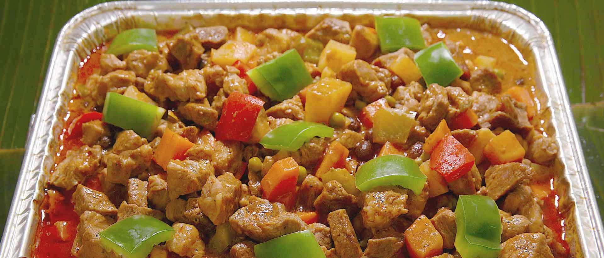 Home-style Filipino pork menudo stew served at House of Grill
