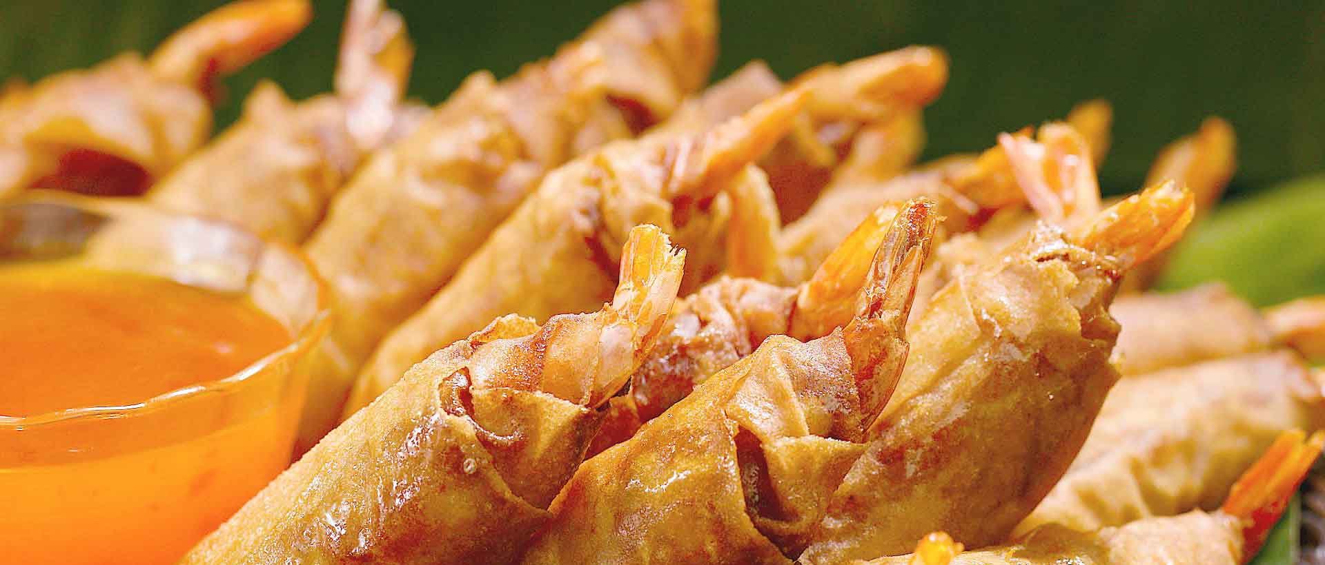 Shrimp eggrolls fried golden at House of Grill Granada Hills